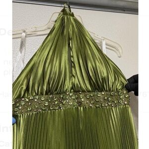 Jovani Green Beaded Halter Dress